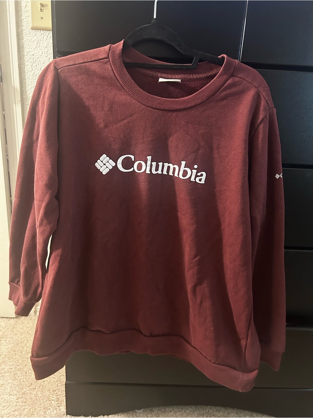 Columbia Women's Maroon Crew Sweatshirt with White Logo